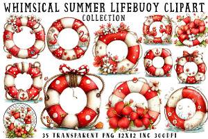 Whimsical Summer Lifebuoy Clipart, an Illustration by OK Design