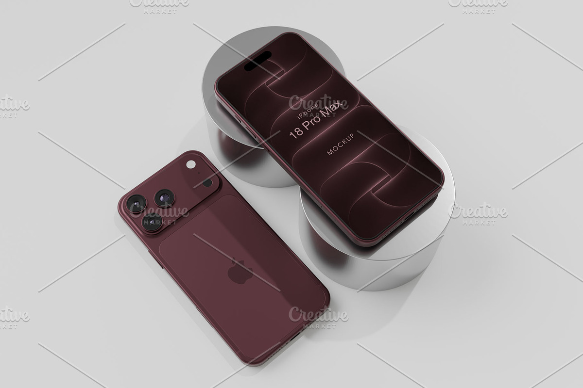 iPhone 18 Pro Max Psd Mockup Set, an iPhone Mockup by MOCKUPSDESIGN (Photo 2 of 3)