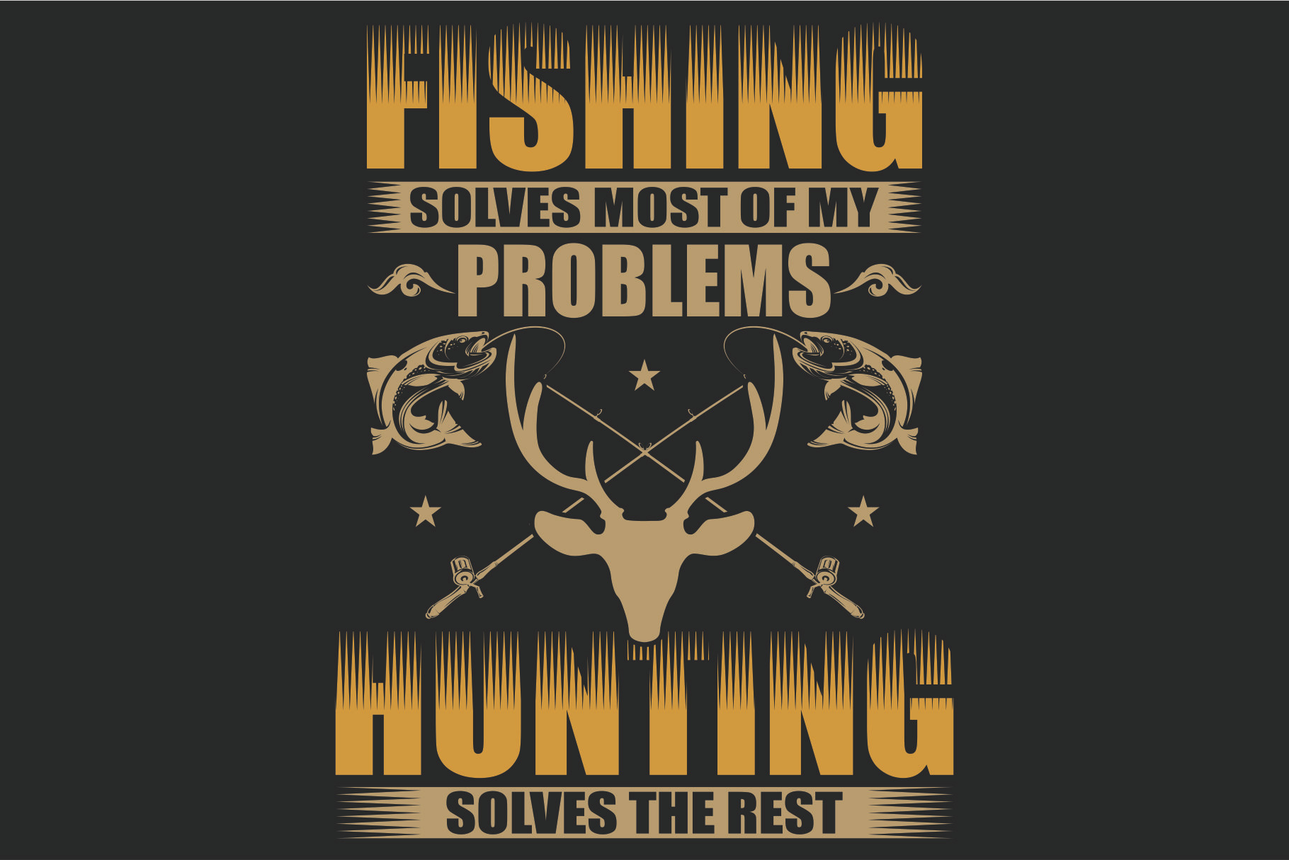 Fishing Solves T-Shirt Design, an Object Graphic by Vector Portal