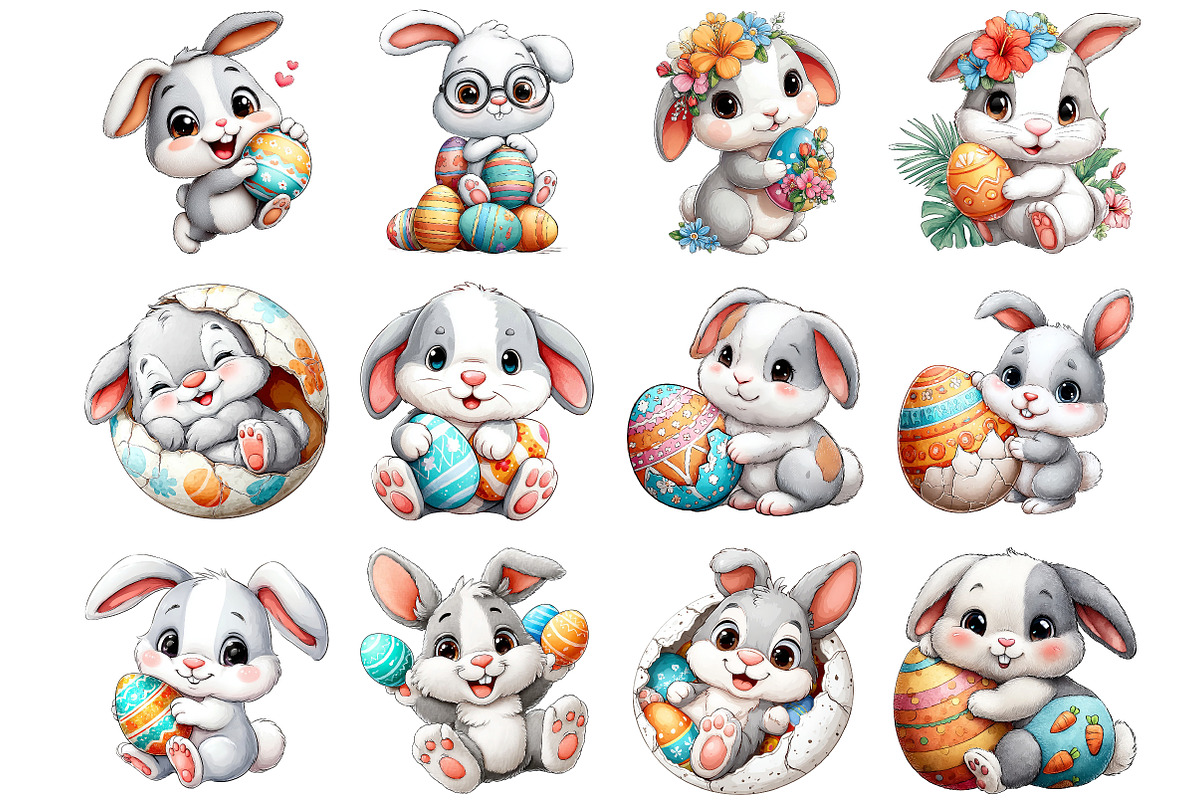 Easter Bunny with Egg Clipart, an Illustration by DreamArtGraphic (Photo 3 of 4)