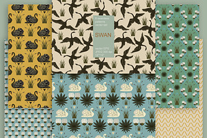 Swan Lake Seamless Vector Set