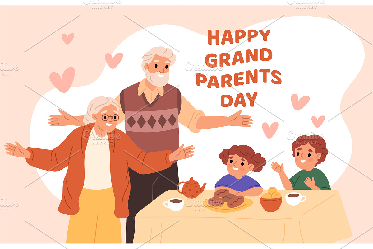 Happy grandparents day poster, a Person Illustration by YummyBuum