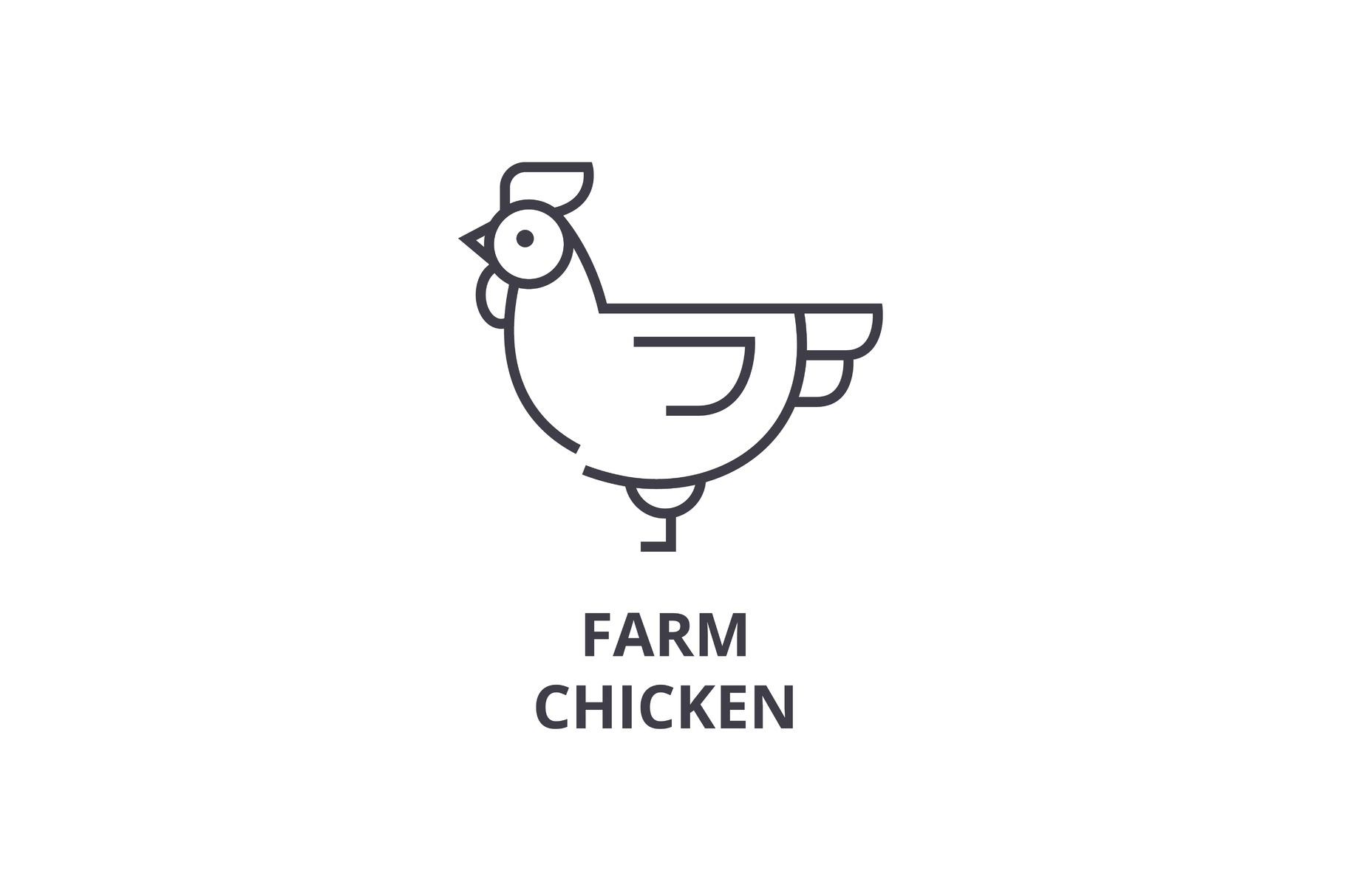 farm chicken line icon, outline sign, linear symbol, vector, flat ...