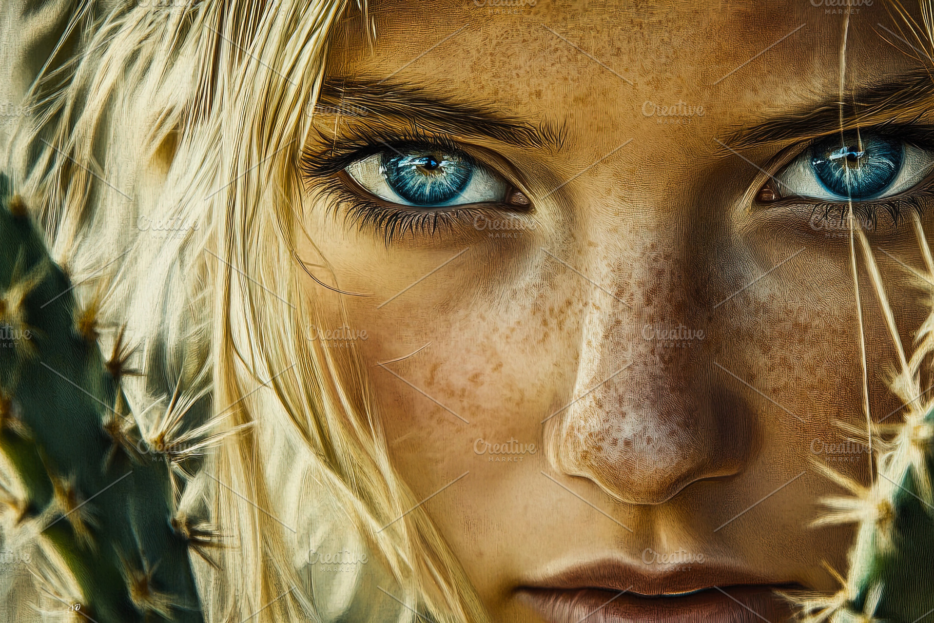 Intense Blue Eyes and Cactus, a Person Photo by Ales Munt