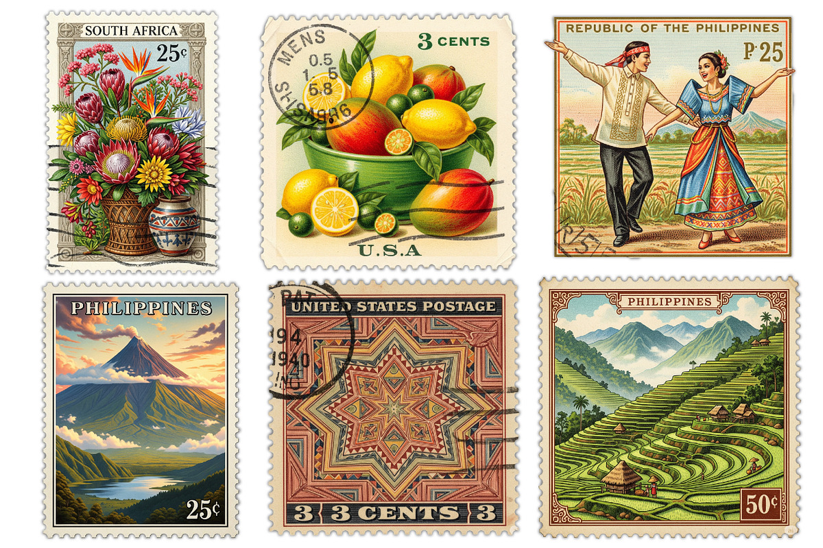 Philippines Postage Stamps Clipart, an Illustration by Dream Creation (Photo 6 of 6)