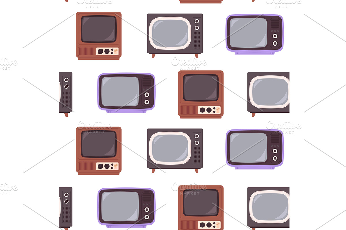 Retro tv screens seamless pattern, a Technology Illustration by LadadikArt