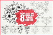 Floral Coloring Book for Adults Set, an Illustration by Creativeshirt (Thumbnail 1 of 9)