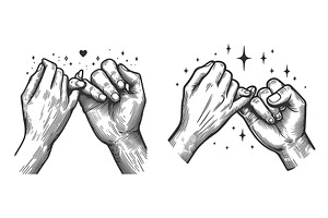Pinky Promise Hand Gesture set, a Person Illustration by AlexArt