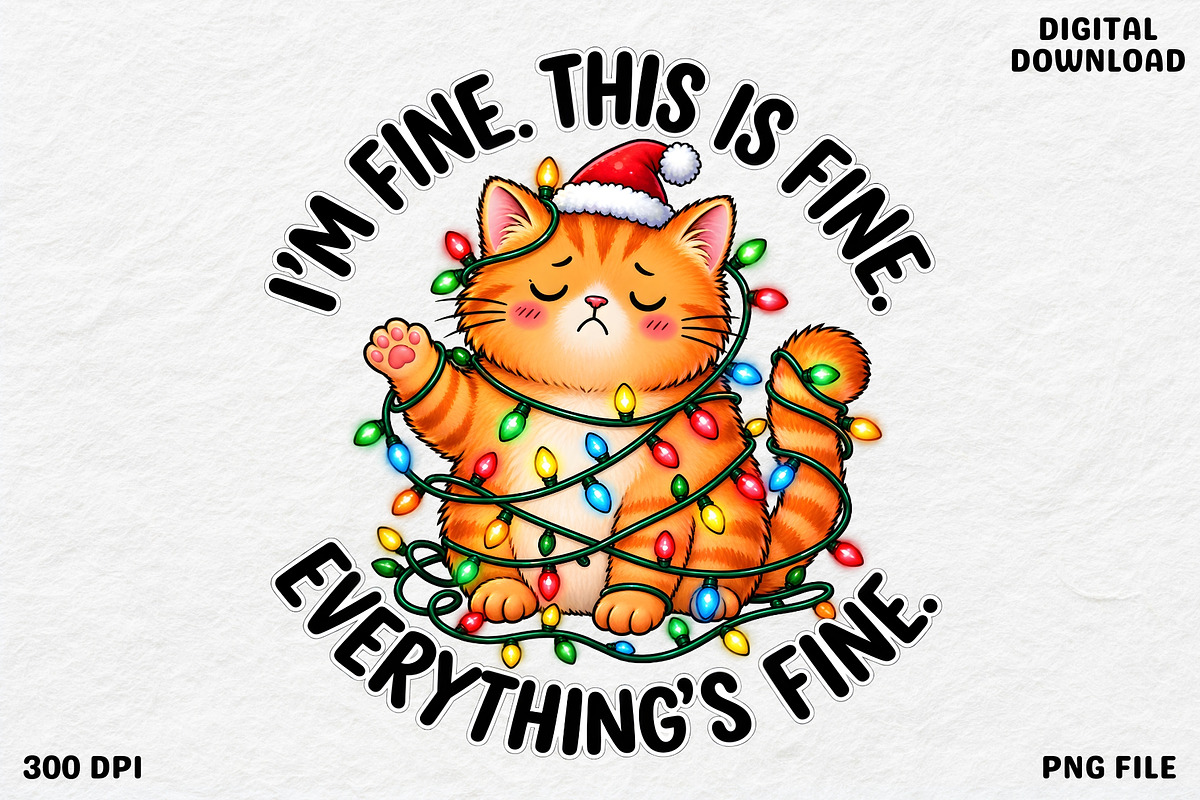 Funny Christmas Cat PNG Clipart, an Object Graphic by Zahyl Studio (Photo 1 of 7)