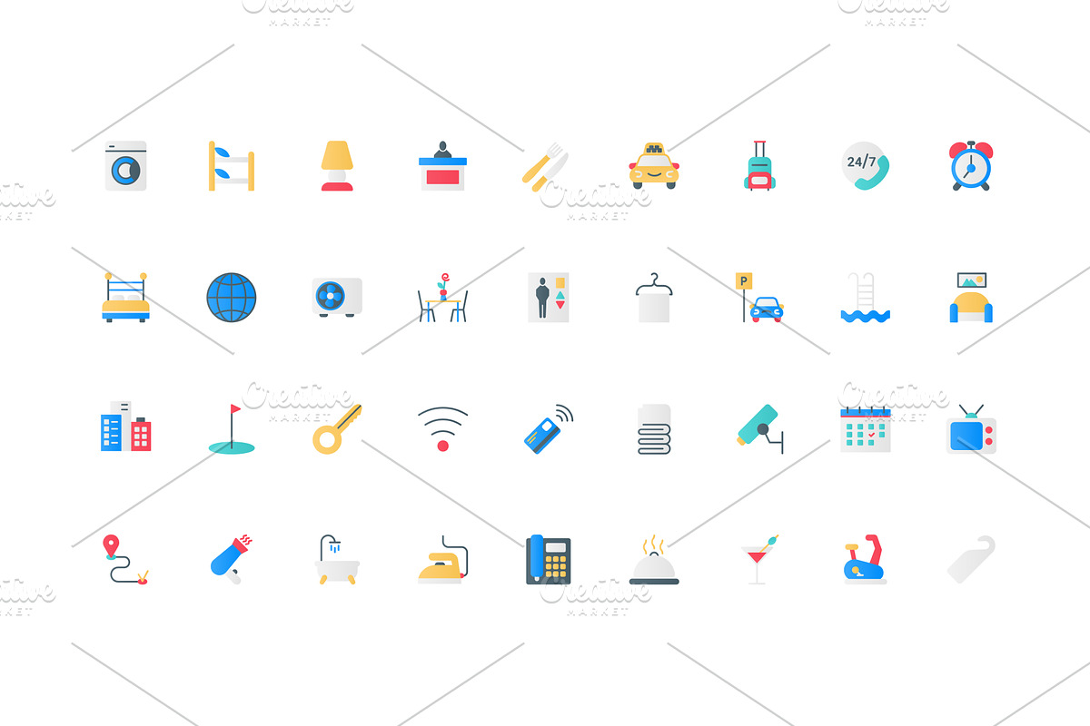 Hotel hospitality booking icons, an Object Illustration by Lemberg Vector