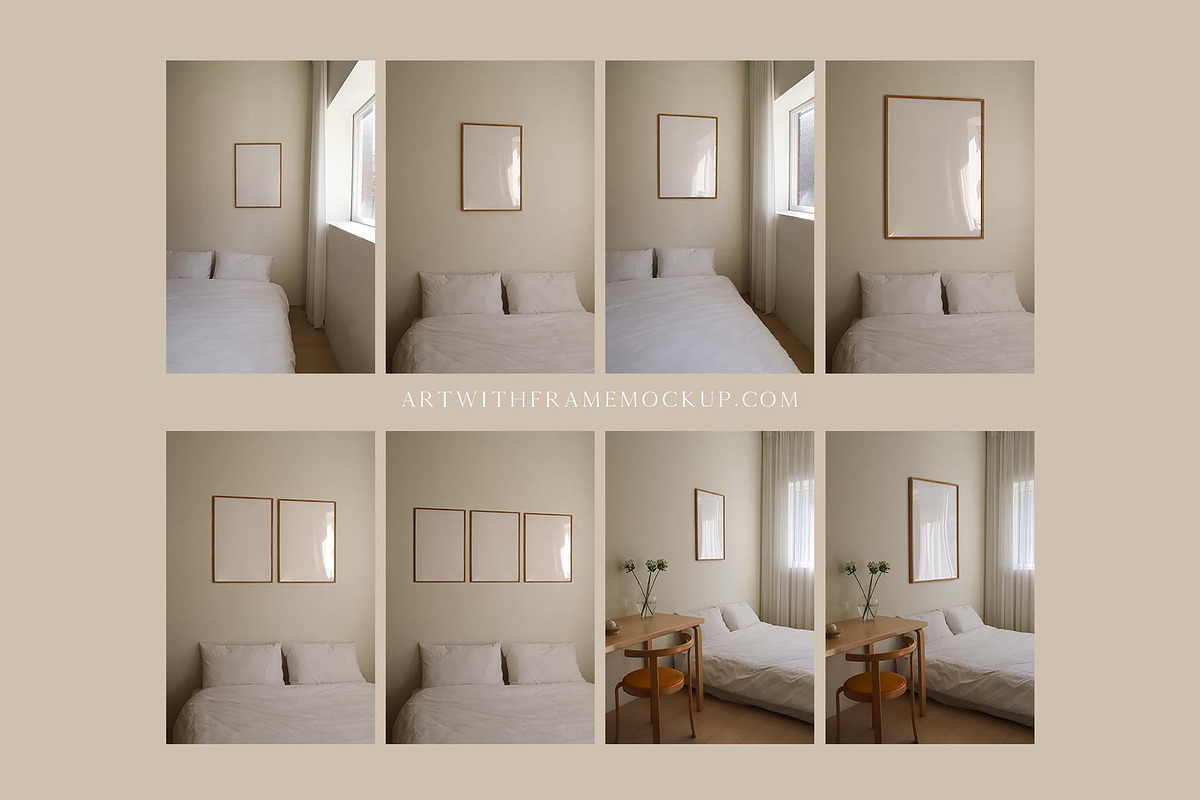 8 Bedroom Frame Mockup Set, a Product Mockup by ArtwithFrame (Photo 5 of 5)