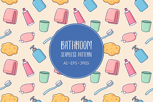 Bathroom accessories pattern, an Illustration by Cmeree