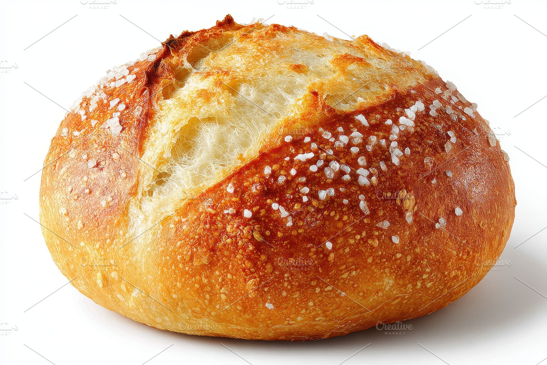 Golden Brown Crusty Bread Salt Toppi, a Photo by Pixeness Studio