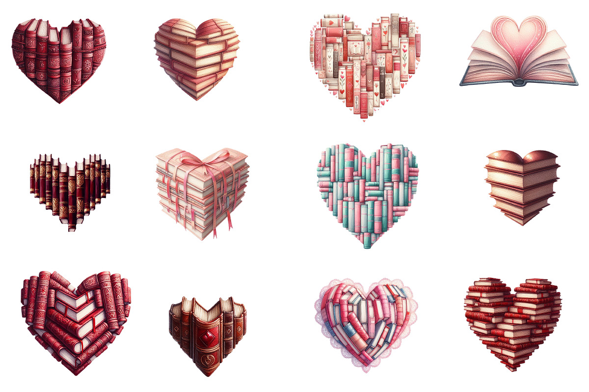 Valentine Books Hearts Clipart, an Illustration by Designworld (Photo 3 of 4)