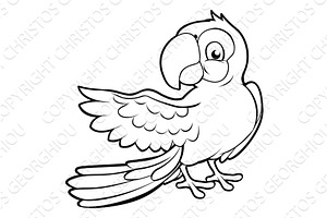Parrot Bird Cartoon Character Animal, an Animal Illustration by Christos Georghiou