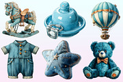 Blue Baby Boy Nursery Clipart, a Graphic by CitraGraphics (Thumbnail 3 of 4)