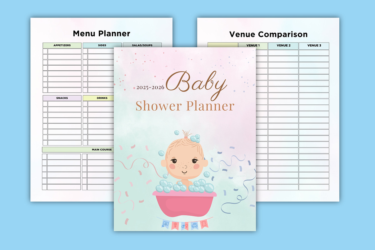 2025-26 Baby Shower Planner Canva, a Stationery Template by Designmela01 (Photo 2 of 8)