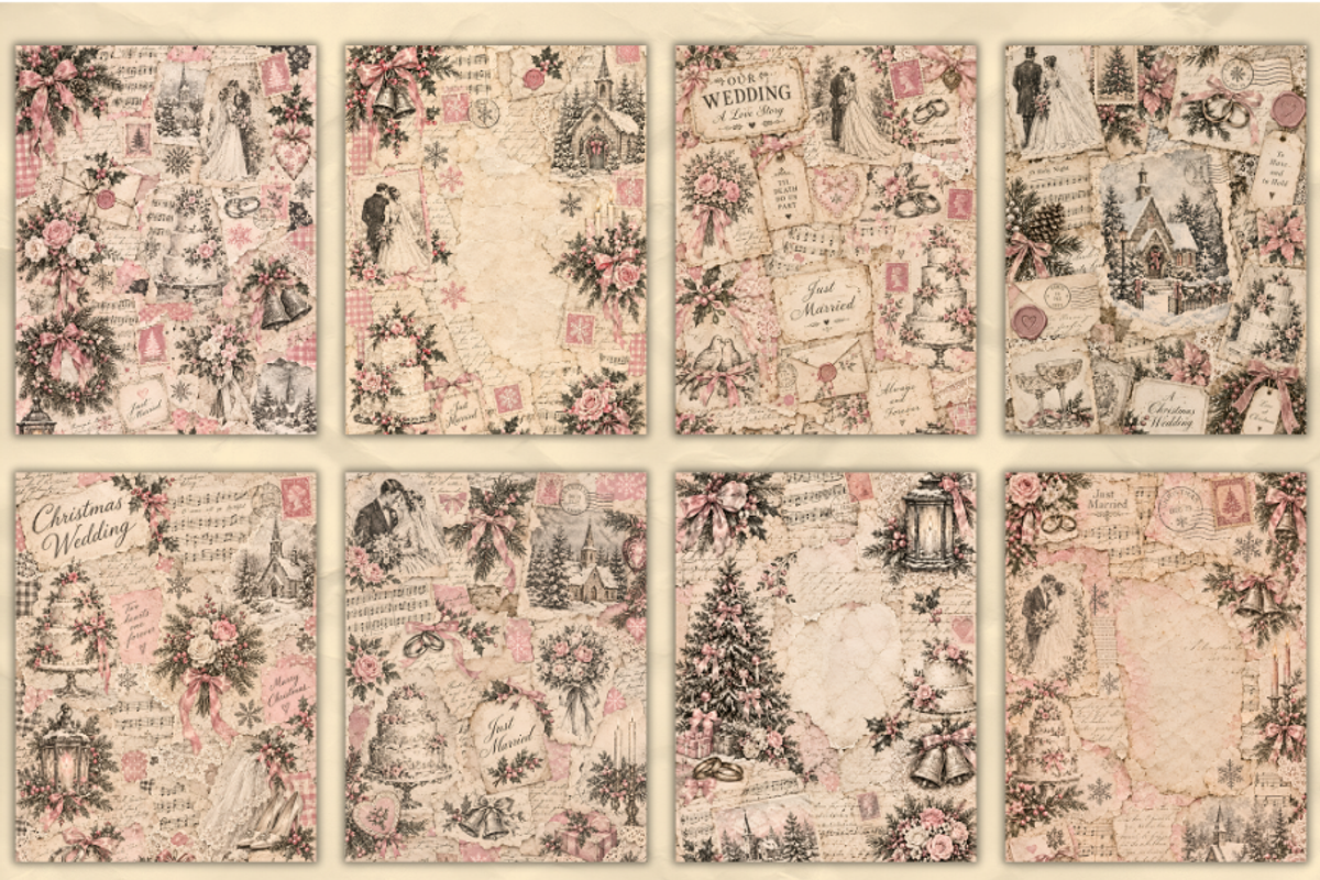 Wedding Winter Junk Journal Pages, a Background Graphic by Markicha Art (Photo 2 of 5)