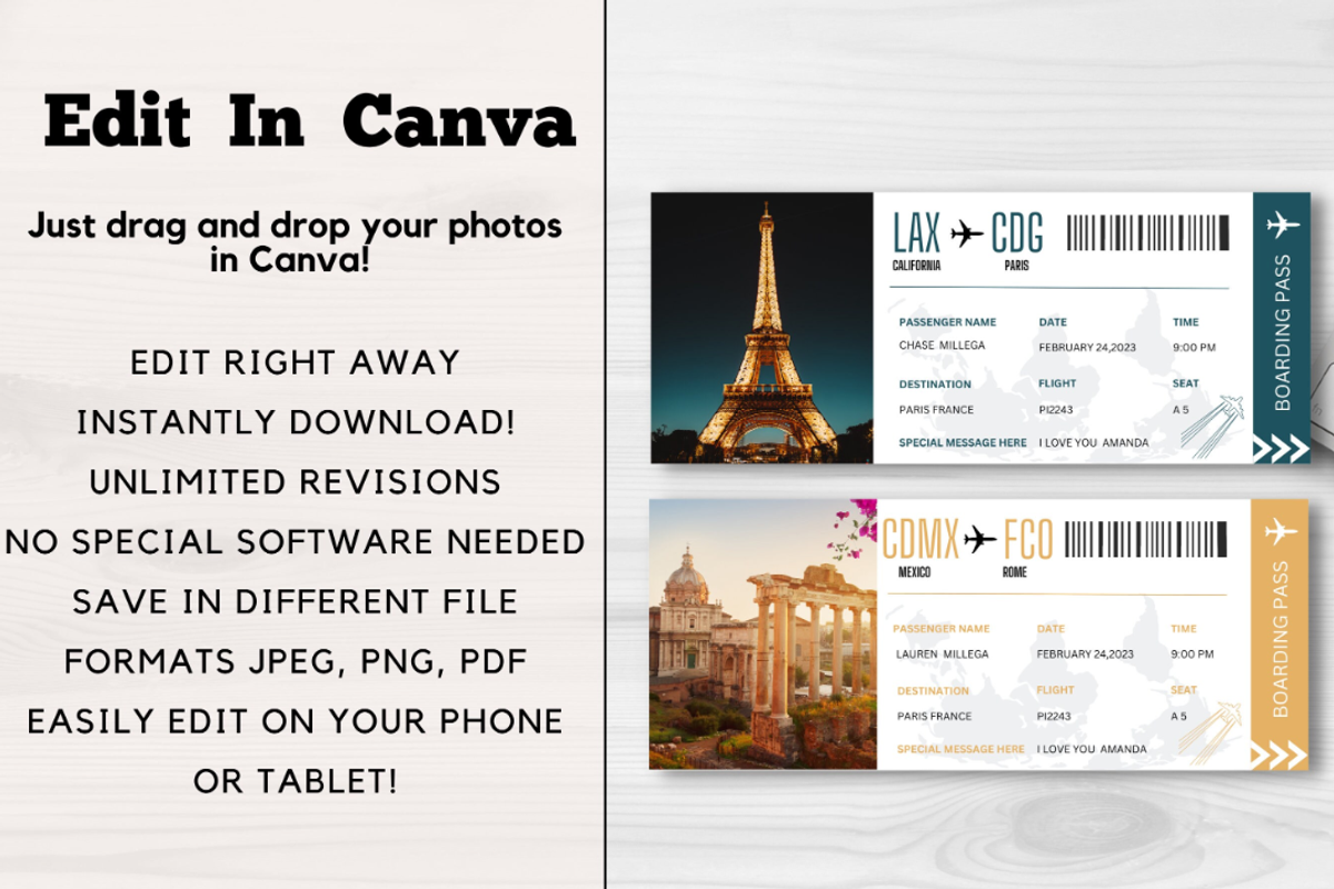 Editable Boarding Pass Template, a Card Template by YasdeyDesigns (Photo 4 of 8)