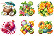 Tropical Fruit Summer Clipart, an Illustration by OK Design (Thumbnail 2 of 5)