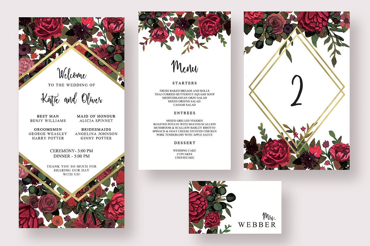 Stylish Marsala Wedding Suite, an Invitation Template by Knotted Design (Photo 4 of 4)
