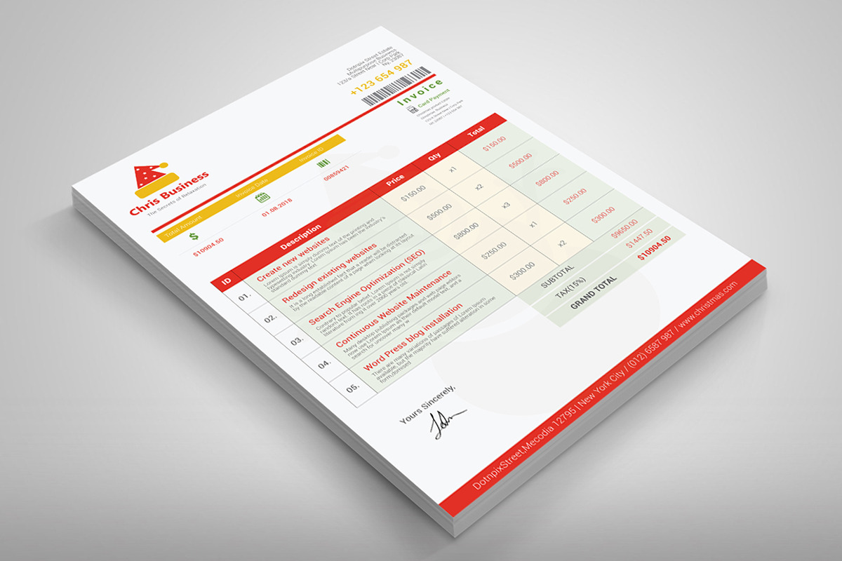 Christmas Event Invoice, a Stationery Template by Dotnpix (Photo 1 of 3)
