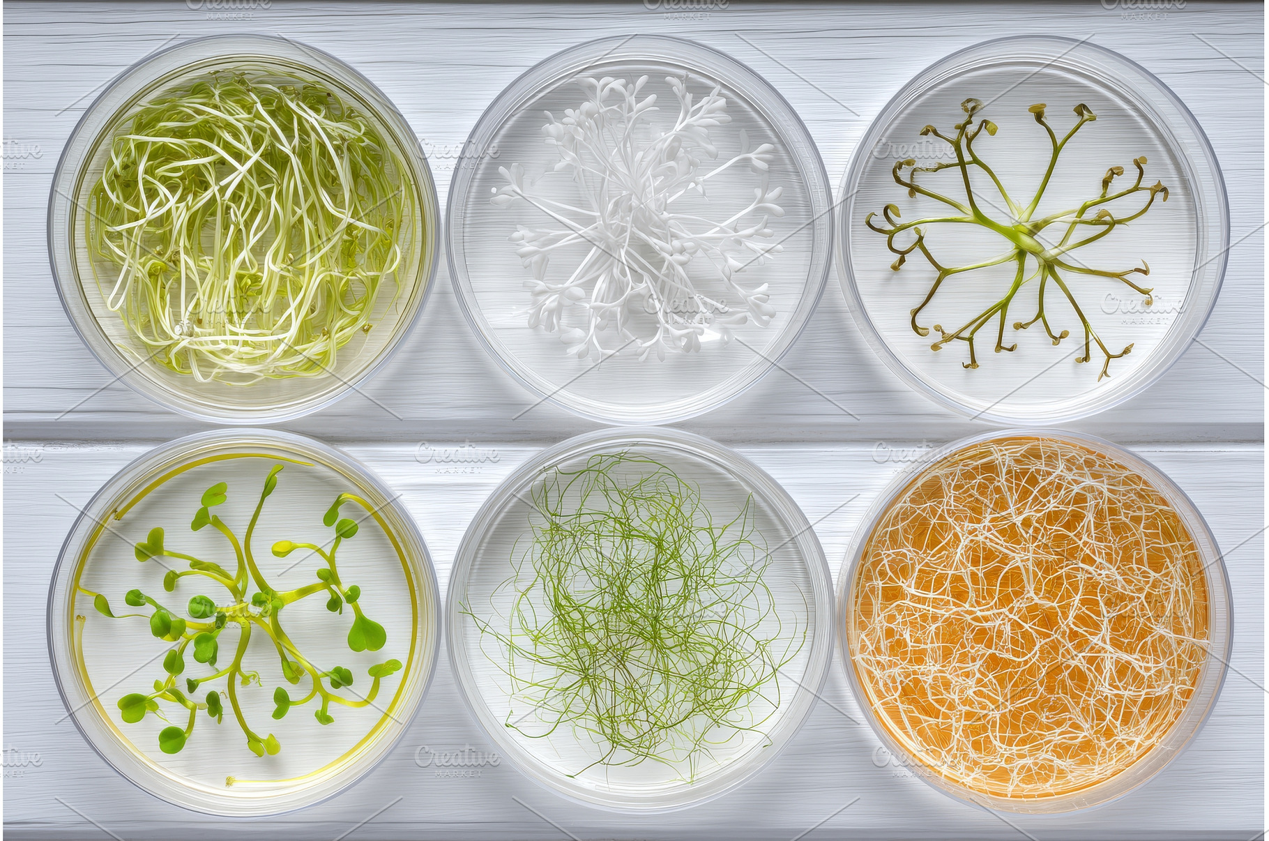 In glass bowls are micro greens of, a Food & Drink Photo by ZinetroN