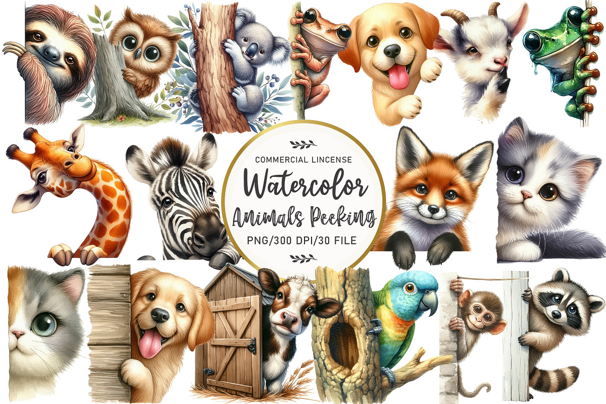 Quirky Animals Peeking Around Corner, an Illustration by OK Design (Photo 1 of 5)