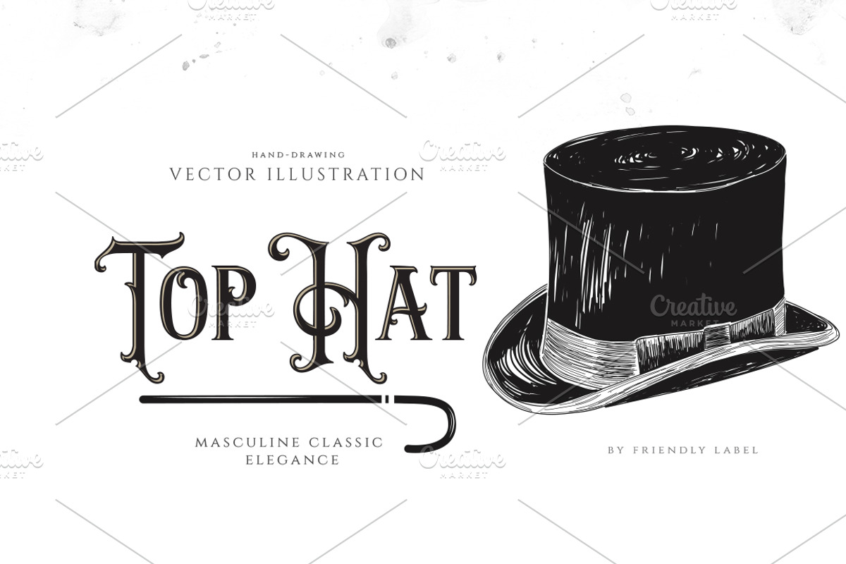 VINTAGE TOP HAT ILLUSTRATION, an Illustration by Friendly Label (Photo 1 of 2)