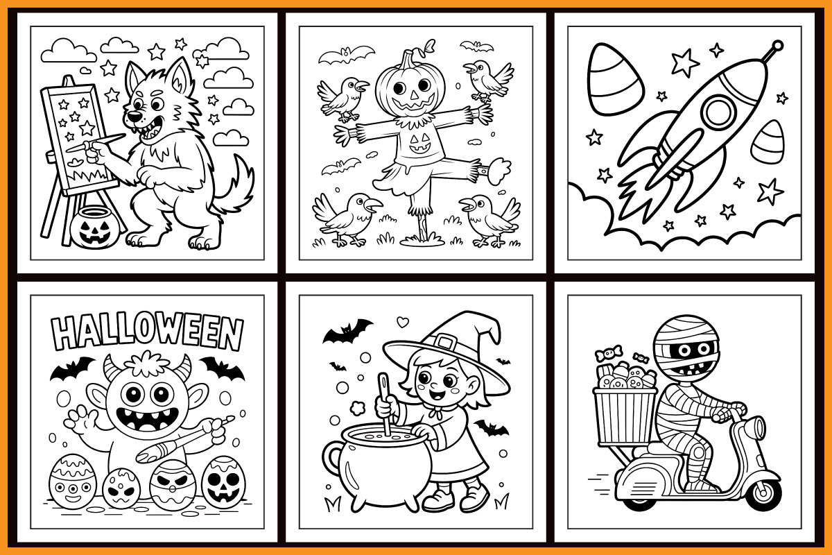 Halloween Bold & Easy Coloring Book, a Seasonal Illustration by protabsorkar11 (Photo 3 of 4)