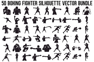 Boxing Fighter Silhouette Bundle, an Illustration by Designs_River