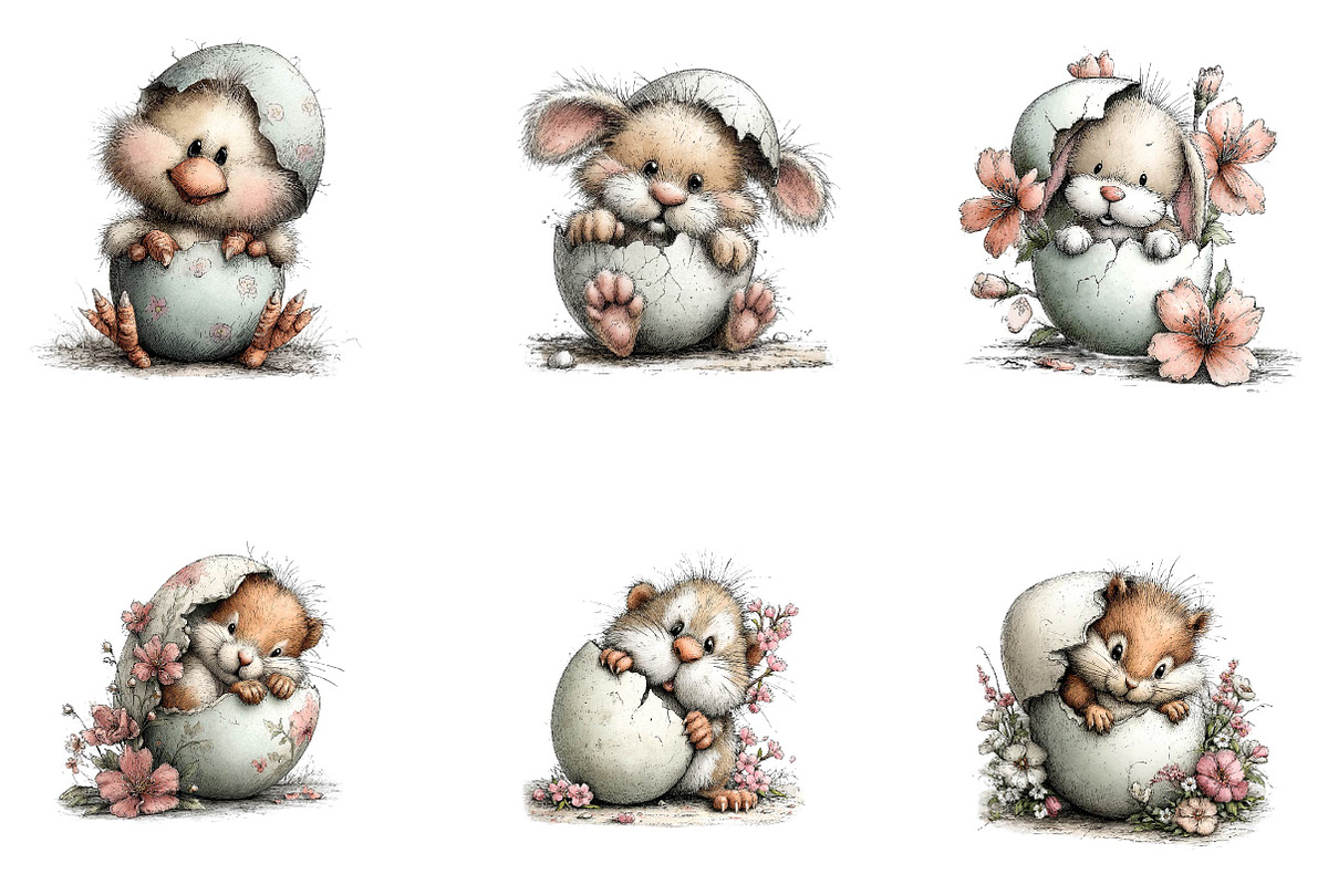 Cute peeking Easter animals clipart, an Illustration by CreationArt (Photo 3 of 7)