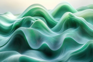 Waves of green textures create a ser, a Photo by Tanuart