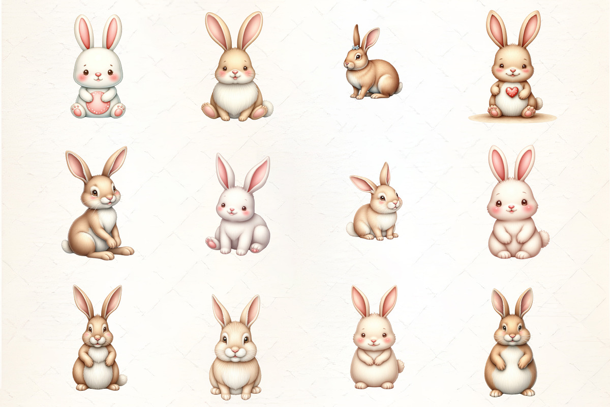Cute Winter Rabbit Clipart, an Illustration by CrexoraLab (Photo 3 of 5)