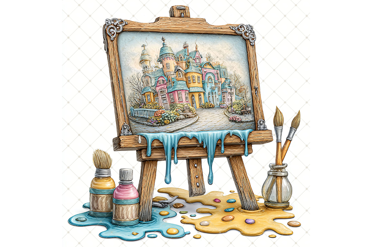Canvas on Wooden Easel Clipart JPG, an Illustration by Memories By Lea (Photo 14 of 19)