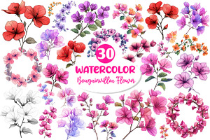Bougainvillea Flower Clipart Bundle, an Illustration by Dream Creation