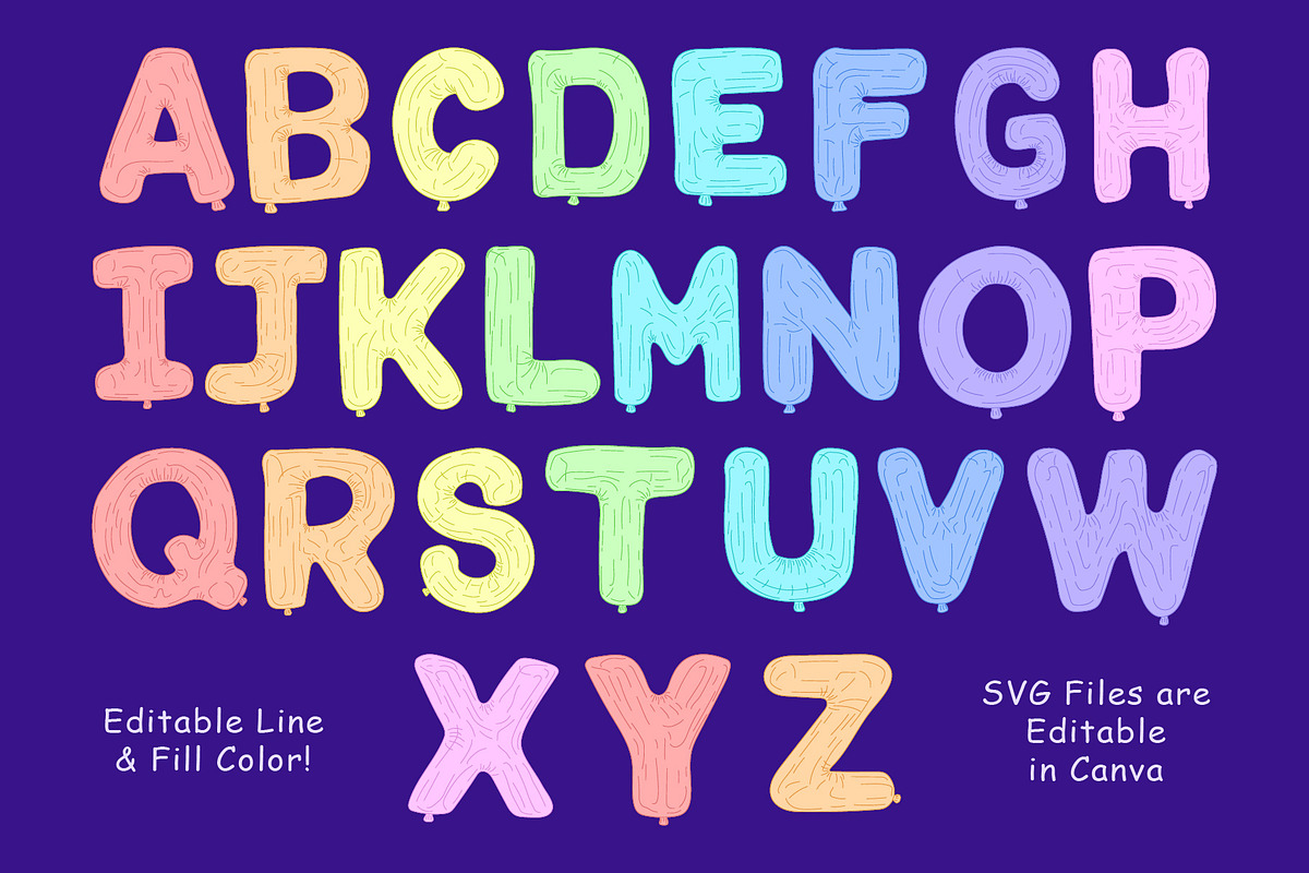 Customizable Mylar Balloon Alphabet, an Illustration by Ashley Katrina (Photo 2 of 5)
