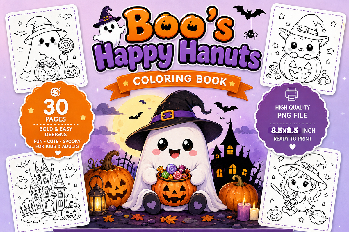 Boo’s Happy Haunts Coloring Book, a Seasonal Illustration by Design Zone (Photo 1 of 4)