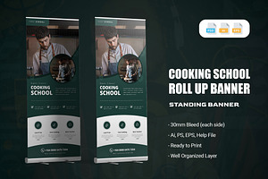 Cooking School Roll Up Banner, a Print Template by AQR Studio