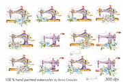 Floral Vintage Sewing Machines, an Object Illustration by CaraulanStore (Thumbnail 5 of 12)