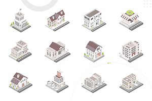 Isometric City Building Illustration