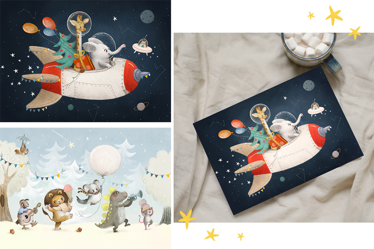 Cute Christmas Animals, an Animal Illustration by TanyaSchuka (Photo 5 of 15)