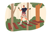 People climbing in rope park set, a Sport Illustration by Good Studio (Thumbnail 2 of 25)