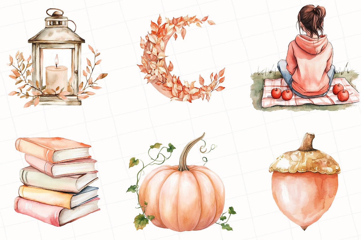 Peach Colored Autumn Clipart, an Illustration by OK Design (Photo 5 of 5)