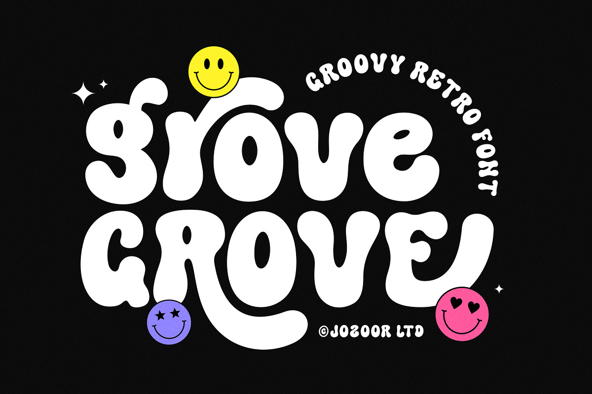 Grove - Retro Groovy Font, a Sans Serif Font by Jozoor (Photo 1 of 10)