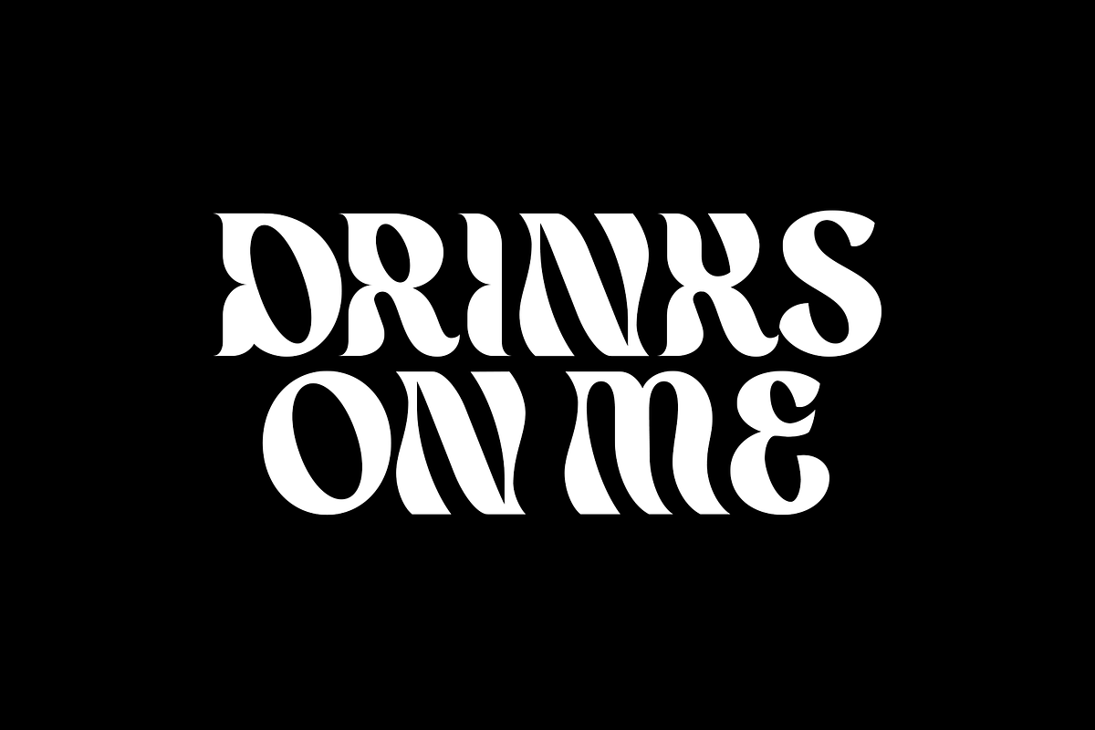 Drinks On Me | Funky Display Font, a Sans Serif Font by Ayca Atalay (Photo 1 of 5)