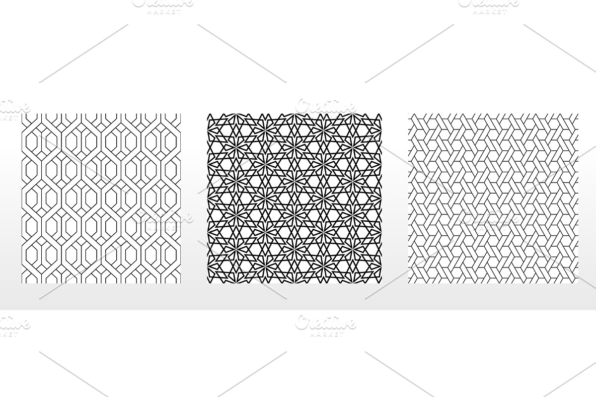 Geometric set of seamless black and, a Pattern Graphic by RODINA