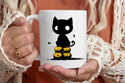 Whimsical Halloween Black Cat Clipar, an Animal Illustration by designcity5 (Thumbnail 5 of 5)