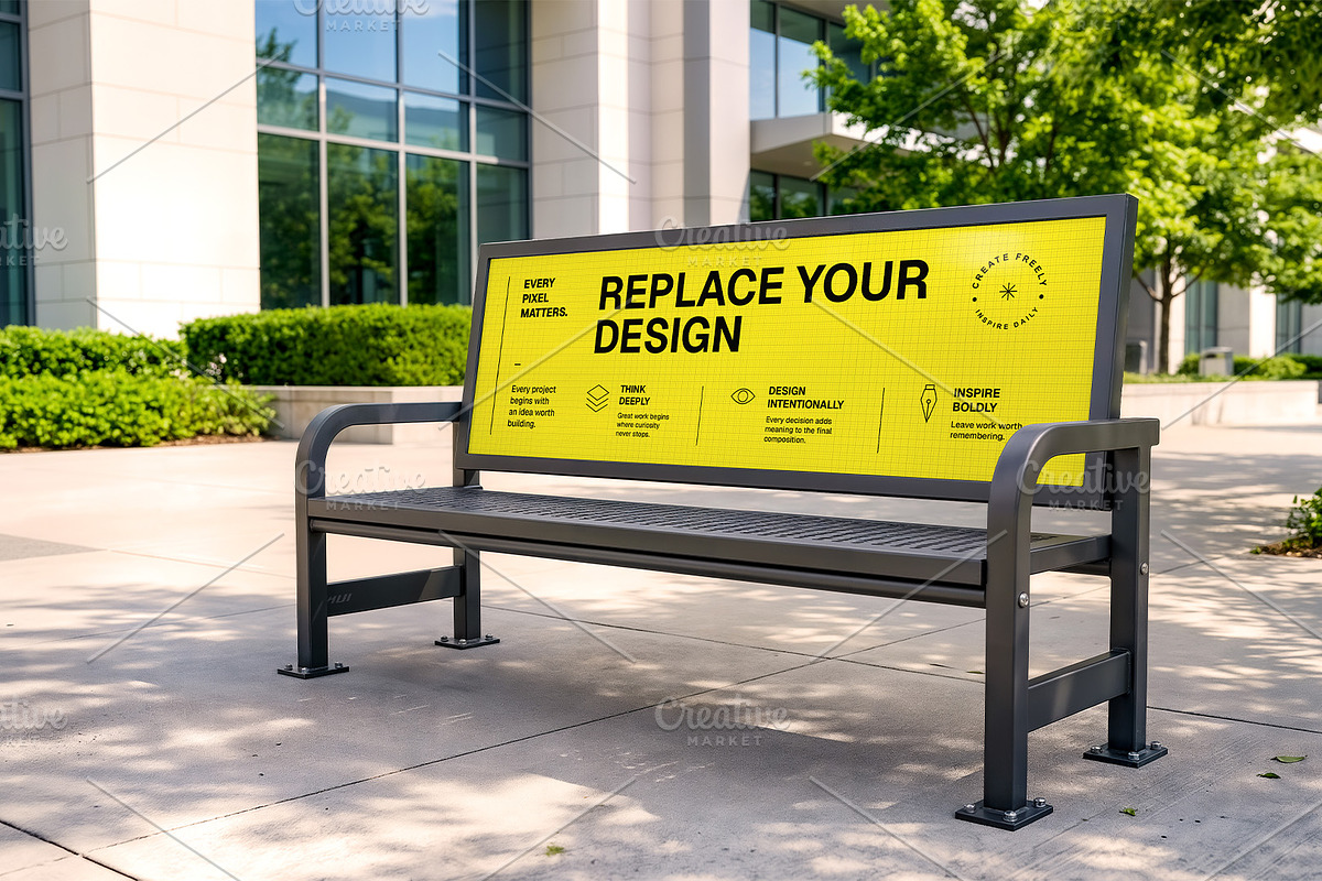 Urban Advertising Bench Mockup PSD, an Advertising Mockup by Elite Mockups (Photo 1 of 2)