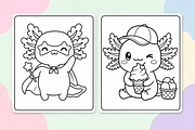 Cute Axolotl Coloring Pages, an Animal Illustration by Inkivelle Studio (Thumbnail 2 of 3)